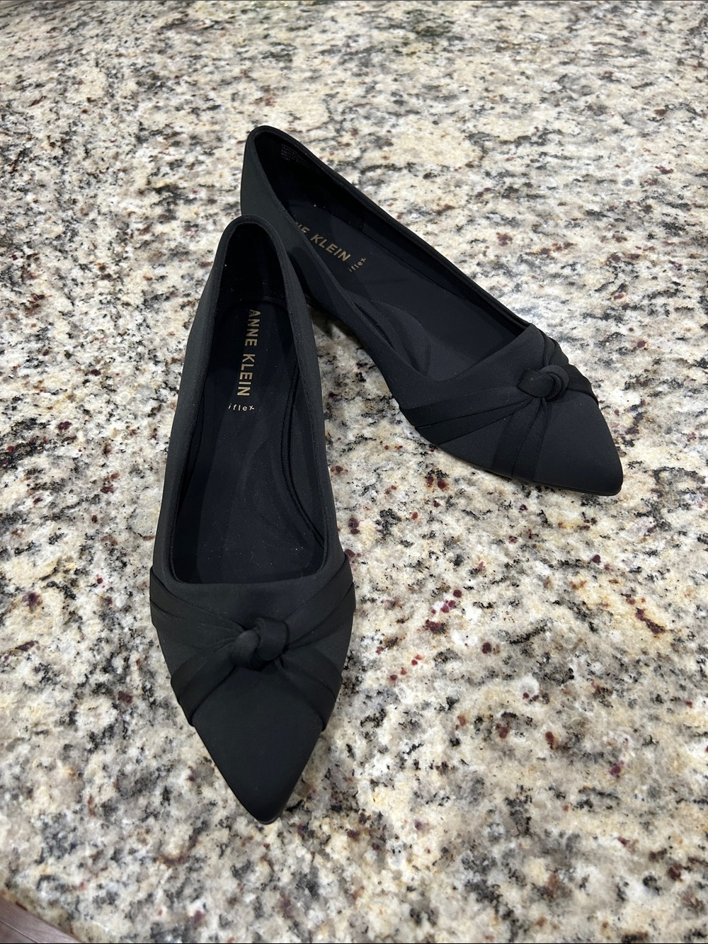 Anne Klein Black Pointed Knot Ballet Flats NEW WITHOUT TAGS